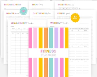 Fitness Planner | Health & Fitness, Weight loss Journal (A4/Letter PDF Download)
