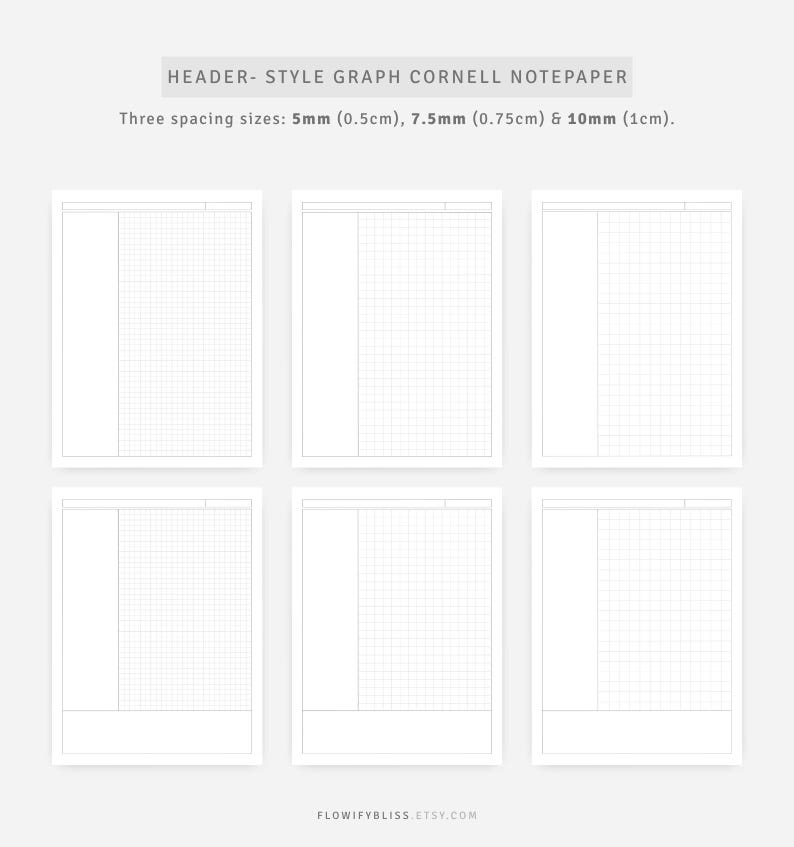 Cornell Method Template | Study Notes | Note Taking Pages Dotted Grid, Graph | Instant Download image 6