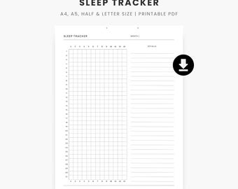 Sleep Tracker Printable, Monthly Sleep Log, Sleep Hours Tracker, Health Planner, Sleep Journal, Digital Download