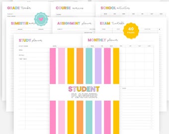 Undated Student Planner, Academic Organizer, A4/Letter Size (PDF Download, 40 Pages)