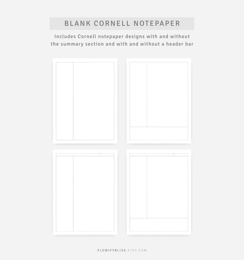 Cornell Method Template | Study Notes | Note Taking Pages Dotted Grid, Graph | Instant Download image 8