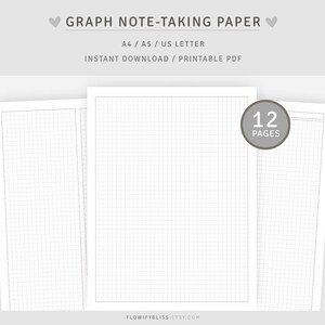 Graph Note-Taking Paper, A4/A5/Letter Sizes (Instant Download PDF)