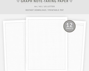 Graph Note-Taking Paper, A4/A5/Letter Sizes (Instant Download PDF)