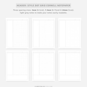 Cornell Method Template | Study Notes | Note Taking Pages Dotted Grid, Graph | Instant Download image 7
