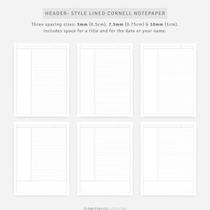 Cornell Method Template | Study Notes | Note Taking Pages Dotted Grid, Graph | Instant Download image 5