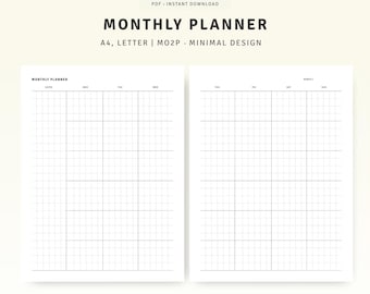 Monthly Planner | Undated Monthly Planner PDF | Monthly Planner Inserts | Instant Download PDF