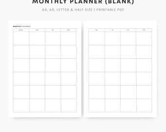 Undated Monthly Planner Printable, Month on 2 Pages, Task List (Digital Download)
