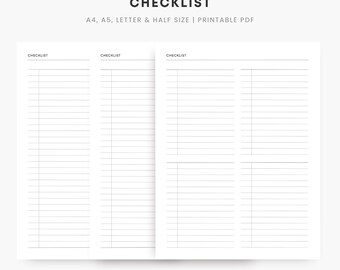 Minimalist Checklist Printable | Task Tracker, To-Do List (Instant Download)