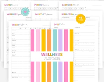 Wellness Planner Printable | Mindfulness Journal, Mental Health, Undated A4 and US Letter