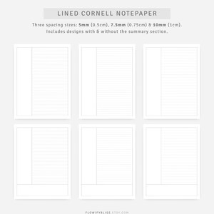 Cornell Method Template | Study Notes | Note Taking Pages Dotted Grid, Graph | Instant Download image 2