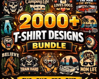 2000+ T-Shirt Designs Bundle, SVG Clipart, Commercial Use (Instant Download)