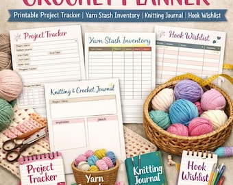 Crochet Planner, Knitting Project Tracker, Yarn Inventory (Instant Download Craft Organizer)
