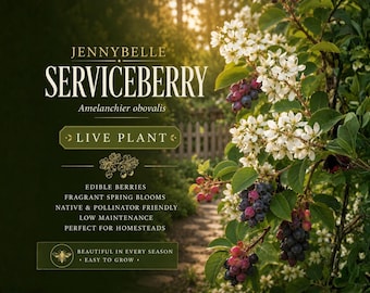 Jennybelle Serviceberry 1 Planta viva enraizada – Arbusto comestible Amelanchier obovalis