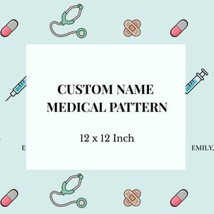 Sjuksköterska och läkare sömlöst mönster | Personlig medicinsk present | Anpassad namndesign