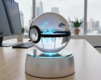 Lampada LED a sfera di cristallo 3D Pokemon - Pikachu, Mew, Mewtwo, Gengar, luce notturna regalo