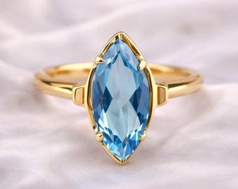 Marquise Engagement Ring • Solitaire Statement Ring • Minimalist Gold Ring • Elegant Wedding Ring • Anniversary Gift Ring For Her