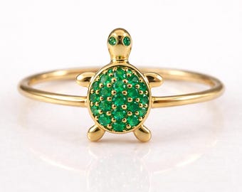 Turtle Ring • Gold Animal Ring • Cute Minimalist Ring • Nature Inspired Jewelry • Dainty Everyday Ring • Gift for Her