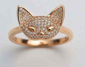 Cat Ring • Minimalist Animal Ring • Dainty Pet Lover Band • Everyday Jewelry • Stackable Gold Ring • Gift For Cat Lover • Gift For Her