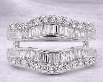 Diamond Double Enhancer Ring • Wrap Diamond Ring Guard • Wedding Ring Enhancer • Anniversary Band • Bridal Gift for Her