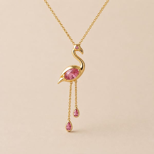 Flamingo Pendant Necklace • Tropical Bird Jewelry • Minimalist Animal Necklace • Dainty Statement Charm Necklace • Gift For Her