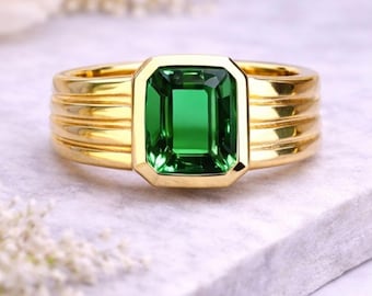 Anello verde di tendenza • Anello in oro audace • Anello classico con sigillo • Elegante anello vintage • Anello regalo per lui