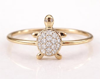 Anello a forma di tartaruga • Anello con design a tartaruga • Gioielli con animali carini • Anello ispirato alla natura • Regalo unico • Regalo di anniversario per lei