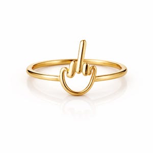 Middle Finger Ring • Funny Statement Ring • Minimalist Open Design Ring • Bold Fashion Jewelry • Unique Gift • Gift For Her or Him