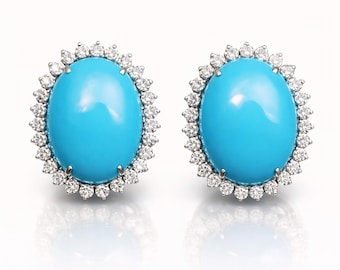 Orecchini a bottone con turchese • Orecchini a bottone con turchese blu • Gioielli con pietre portafortuna di dicembre • Orecchini con pietre preziose minimaliste • Regalo di anniversario per lei