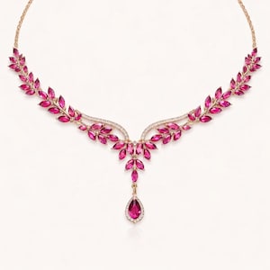 Collana con colletto di rubini • Collana girocollo importante • Gioielli eleganti con pietre preziose • Collana da sposa • Regalo di anniversario • Regalo di lusso