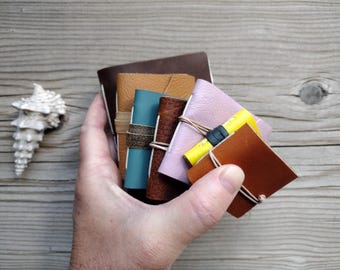 Teaser Leather Journal,Mini Watercolor Journal,Small Handmade Sketchbook,Handstitched Rustic Journal,Artist Painter Gift Idea,Bibliophile