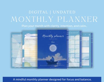 Digital Monthly Planner | Undated Monthly Planner for iPad | Minimal Planner | GoodNotes Planner | PDF Download