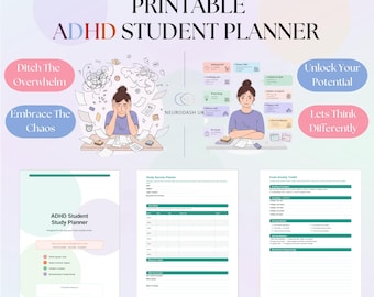 ADHD Student Study Planner | Printable PDF | Neurodivergent Teens ...