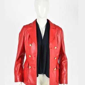 Women Red Leather Jacket Blazer