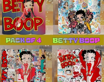 Betty Boop 20oz Tumbler PNG Pack of 4 | Digital Download Sublimation Wrap Bundle
