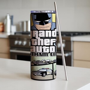 Batman Gotham City 20oz Tumbler Wrap PNG | Sublimation Design | Comic Villains Cup Wrap Digital Download image 2