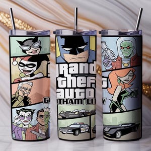 Batman Gotham City 20oz Tumbler Wrap PNG | Sublimation Design | Comic Villains Cup Wrap Digital Download image 8