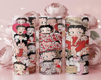 Retro Cartoon Girl 20oz Skinny Tumbler Wrap | Sublimation Design |  Digital Download