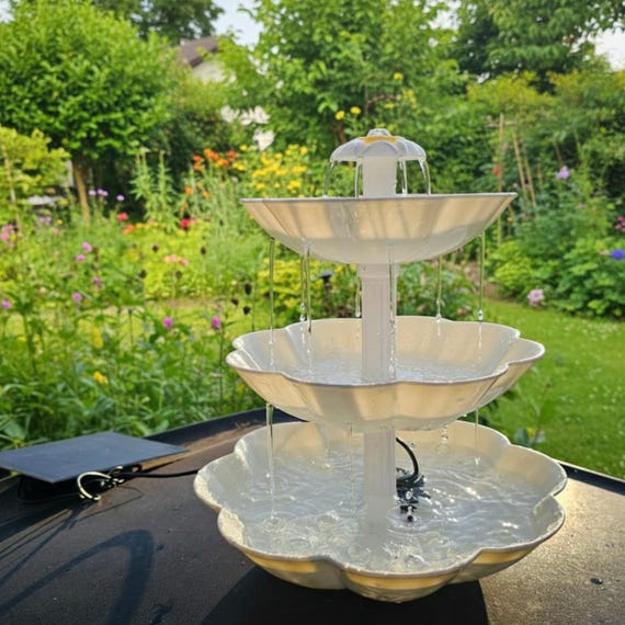 Bird Bath Fountain and Feeder – 3 Tier Outdoor Water Feature