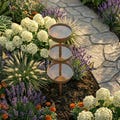 Rain Catcher Garden Stake 70cm Rust Metal Bird and Pollinator Water Bowl Outdoor Decor