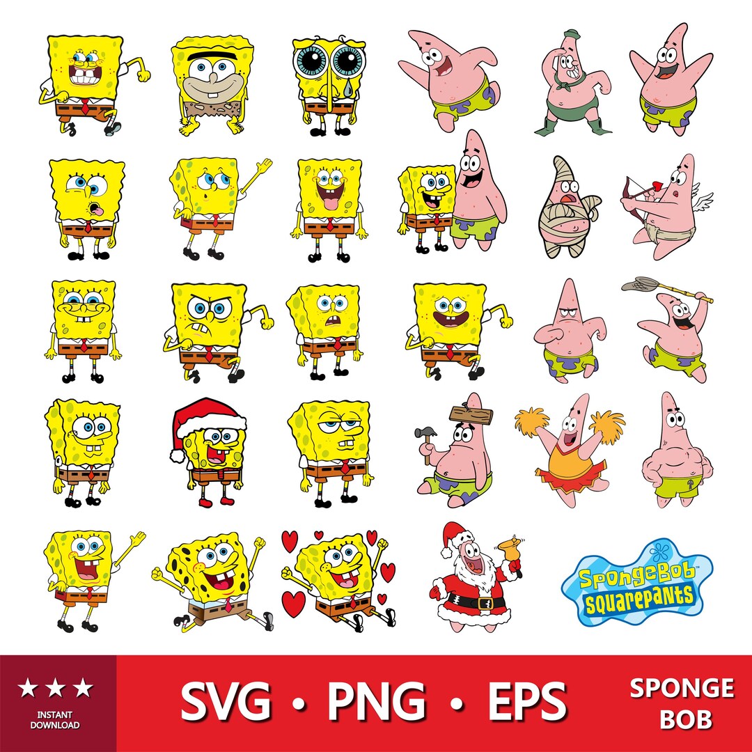 Sponge Stickers | Sponge Bob Cartoon Svg. Cartoon Face Sponge SVG, PNG ...