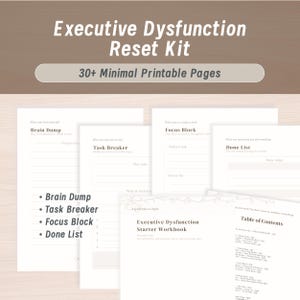 Agenda stampabile per ADHD, quaderno di esercizi per la disfunzione esecutiva, PDF per il ripristino della gestione dello stress, regalo per lei