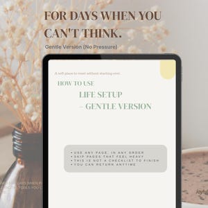 Gentle Life Setup Reflection PDF, No-Pressure Mental Health Check-In 8 Simple One-Page Reflection Prompts