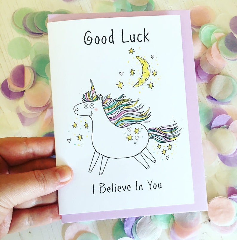 Good Luck Unicorn Card I Believe In You Friendship & Etsy