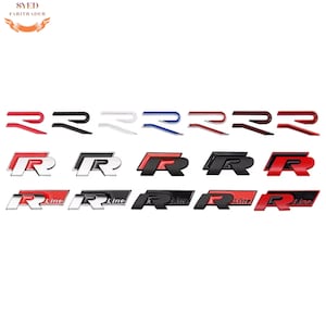 Emblema metálico 3D con el logotipo de VW R - Adhesivo para maletero/carrocería