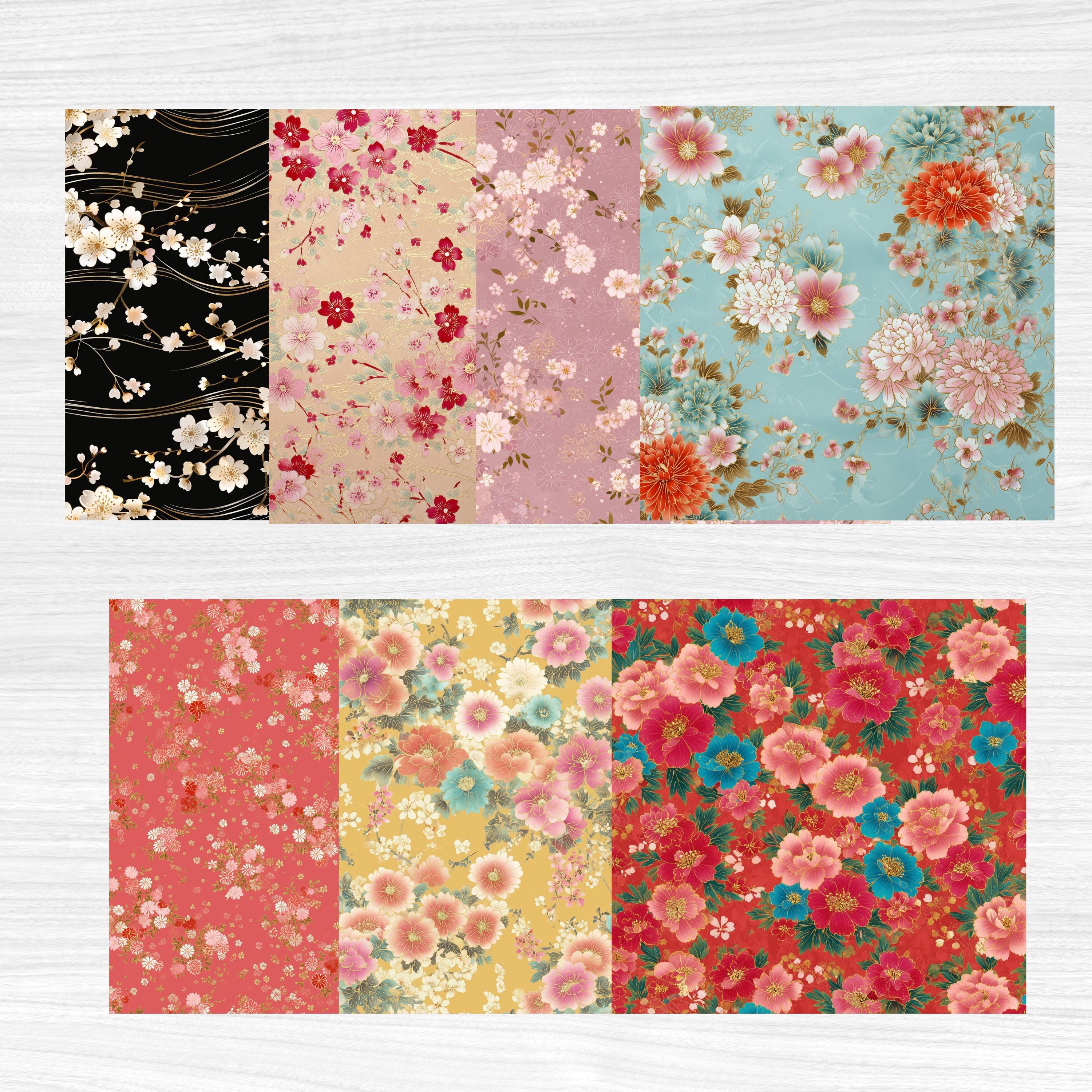 Japanese Chiyogami Paper Pack – Vintage Floral Washi Patterns – Origami ...