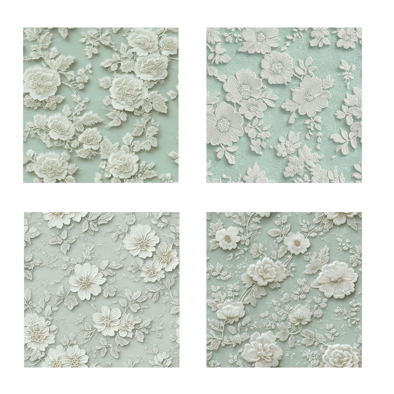 Sage Green Lace Digital Paper | Elegant Floral Seamless Pattern | 12x12 ...