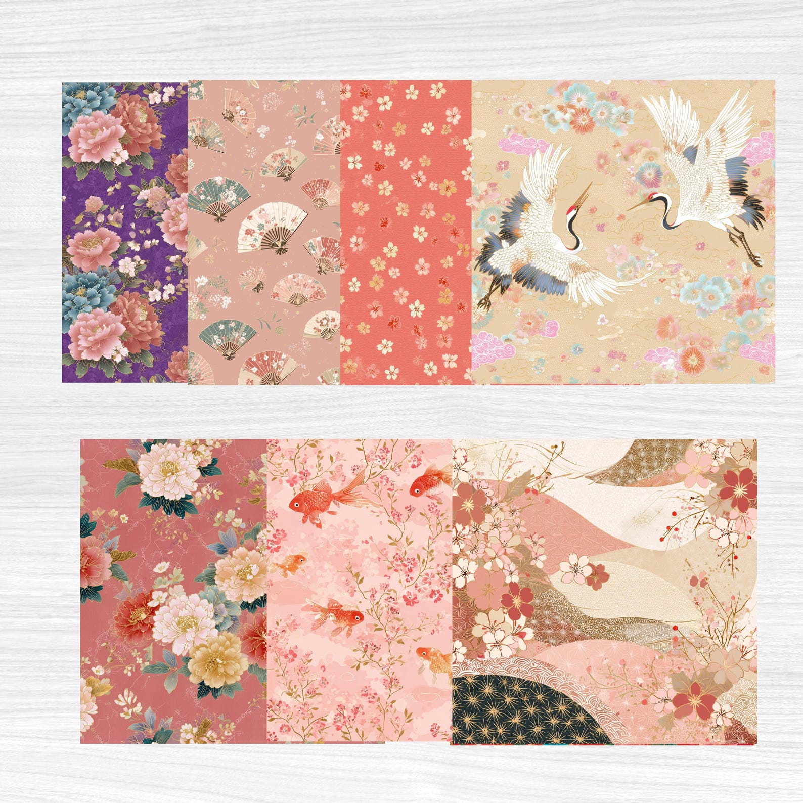 Japanese Chiyogami Paper Pack – Vintage Floral Washi Patterns – Origami ...