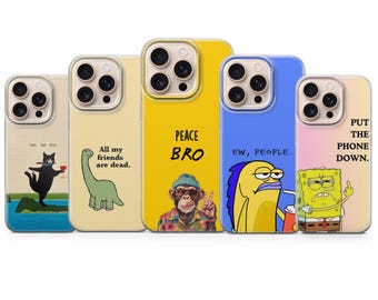 Cover per telefono con meme divertenti, idea regalo umoristica (iPhone, Samsung, Pixel)