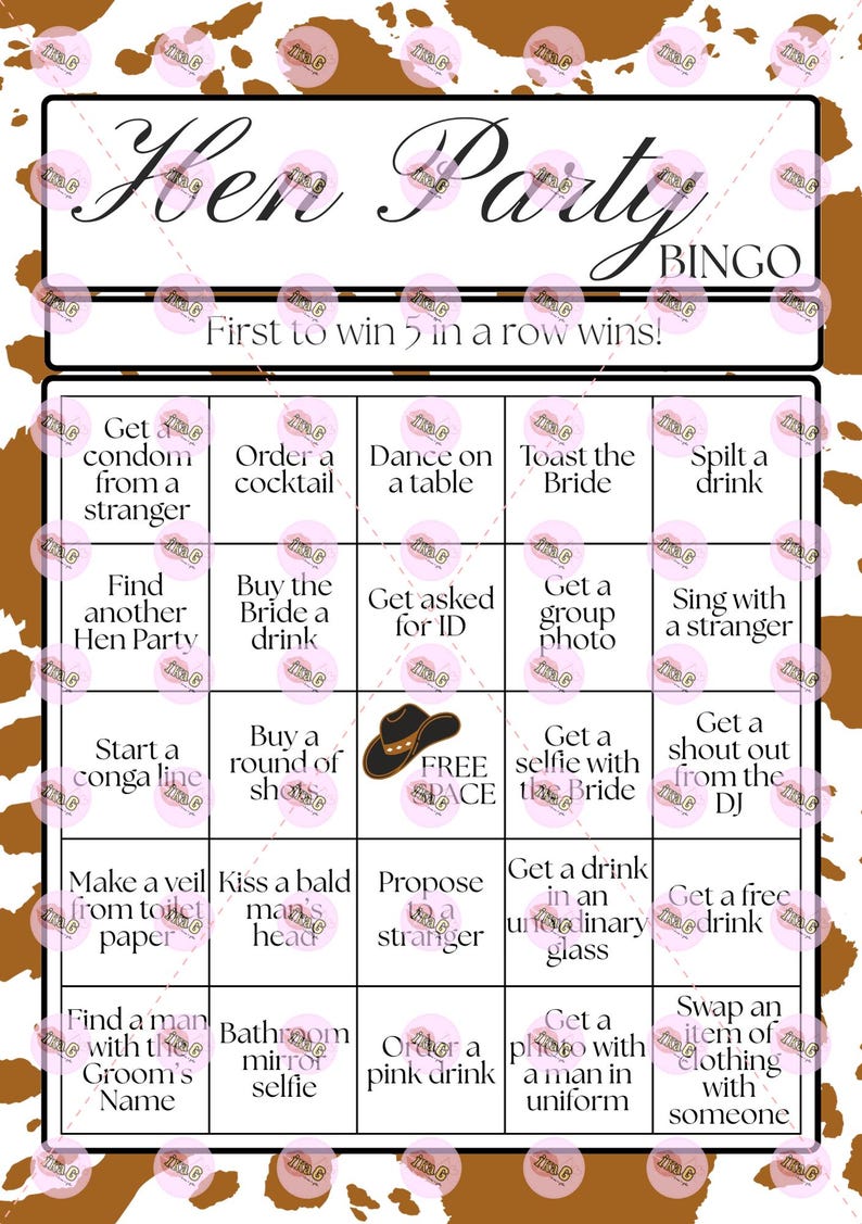 Cowboy Hen Party Games Printable Bundle Instant Download Bingo — free download