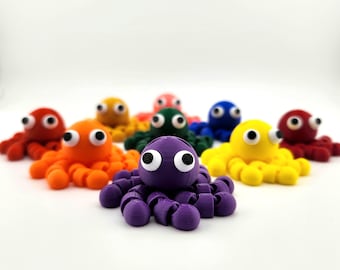 Custom Octopus Keychain | 3D Printed Fidget Toy | Articulated Animal Keyring | Cute Ocean Backpack Charm | Sensory Stress Relief Gift